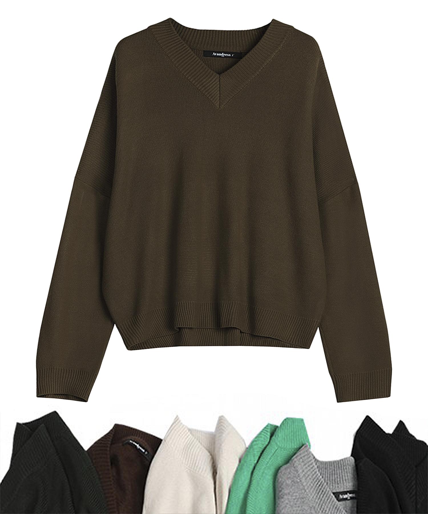 Urban Dress V-Neck Overfit Knit - 6 Col Ivory/2