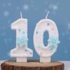 Glitter Snowflake White Number Cake Candles Kids Girl Frozen Birthday Party 0-9 Number Cake Topper Decoration Supplies Christmas