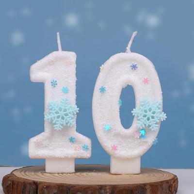 Glitzer Schneeflocke Weiß Zahlenkuchen Kerzen Kinder Mädchen Frozen Geburtstagsparty 0-9 Zahl Kuchen Topper Dekoration Zubehör Weihnachten