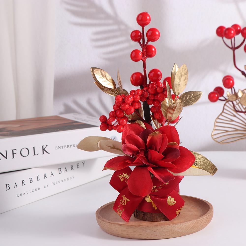 Red Berry Branch Spring Festival Pots Good Fortune New Year Pots Wedding Pots  Home Decor