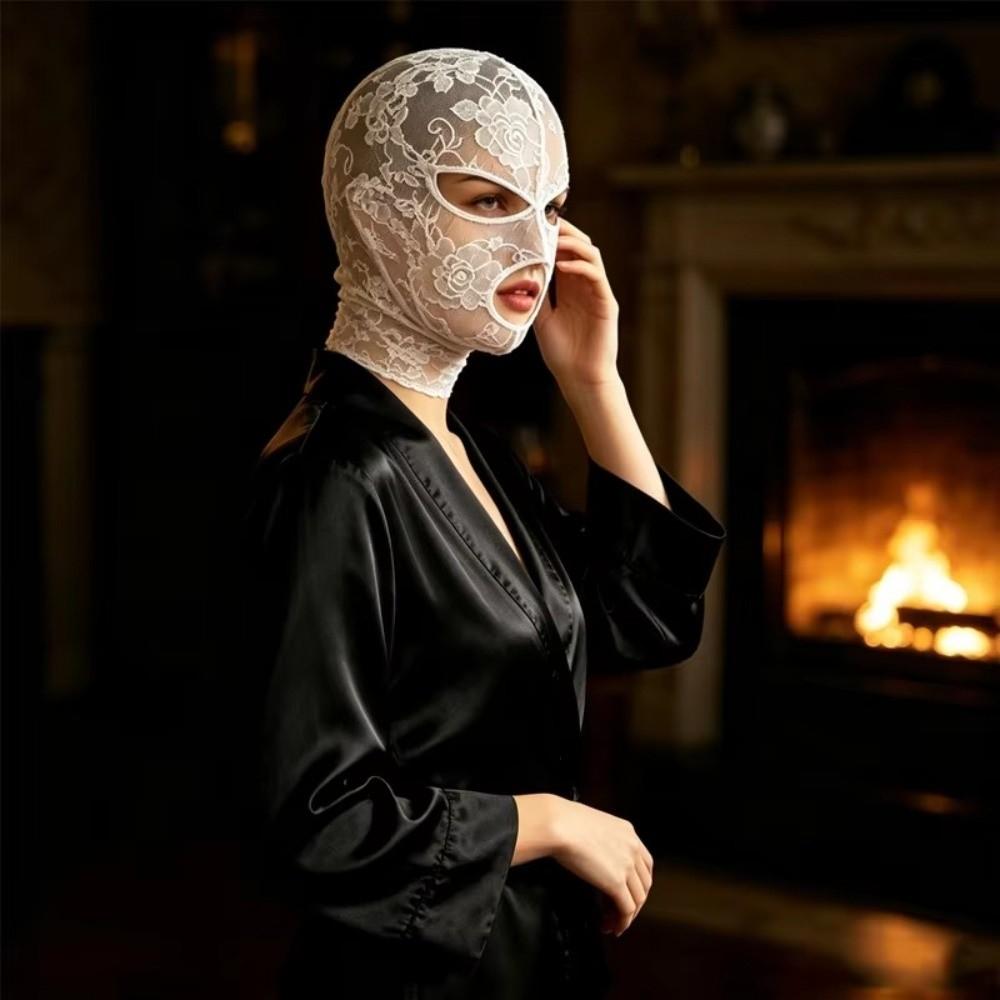 Full Face Lace Mask See Through Cosplay Eye Mask Festival Head Cover  Party
