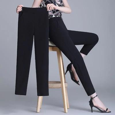 Women's High-waisted Straight-leg Pants Loose-fit Slimming Casual Thin Threatment Pants