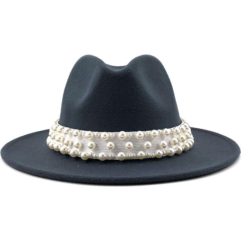 European and American Metal Leaf Women Woolen Hat Jazz Hat Autumn and Winter British Retro Top Hat Women