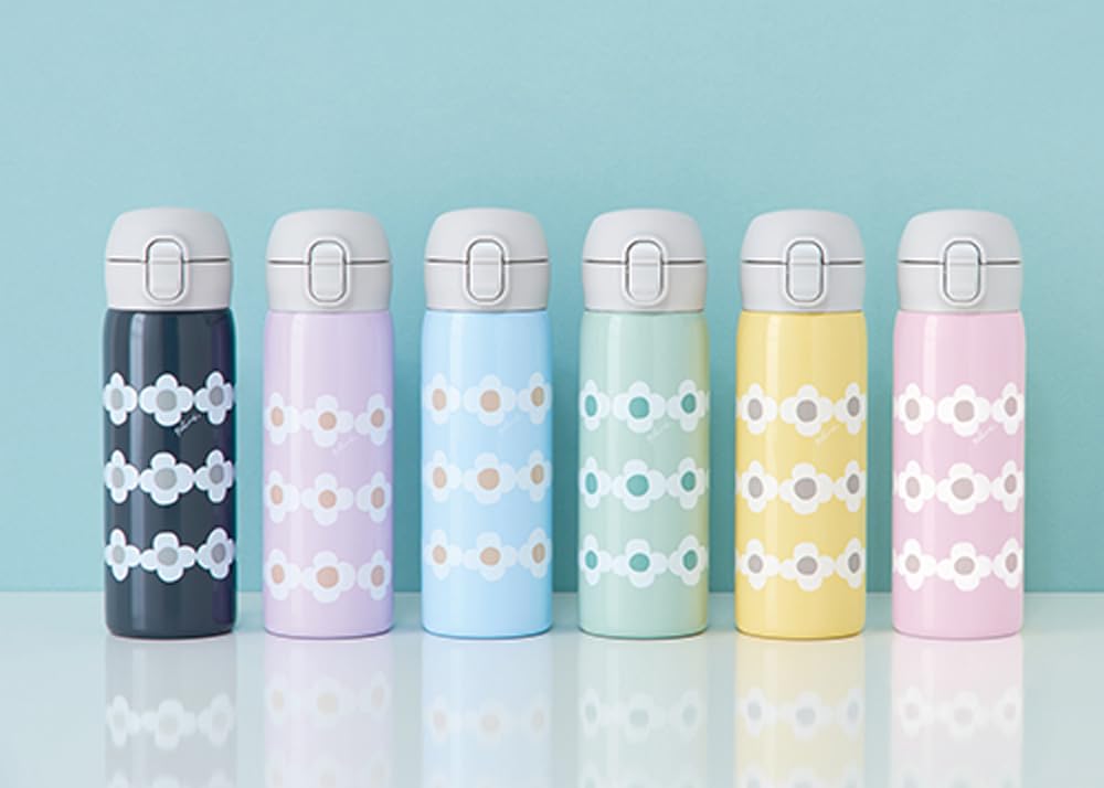 Reach Will W X D X 480ml Insulates Hot Cold Lightweight Easy Double Vacuum Safety Lock for Portable Plune Design Thermos, RJD-PL48PBL, Approx. 2.5"