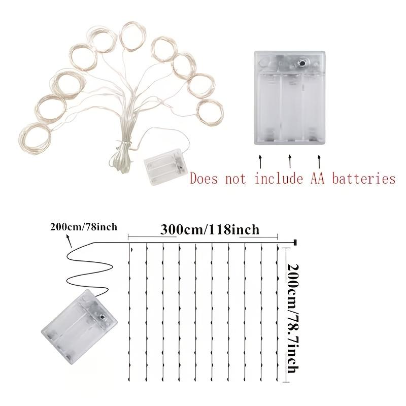 LED Copper Wire Curtain String Lights 3x3m Remote USB Powered Dorm Window Decor