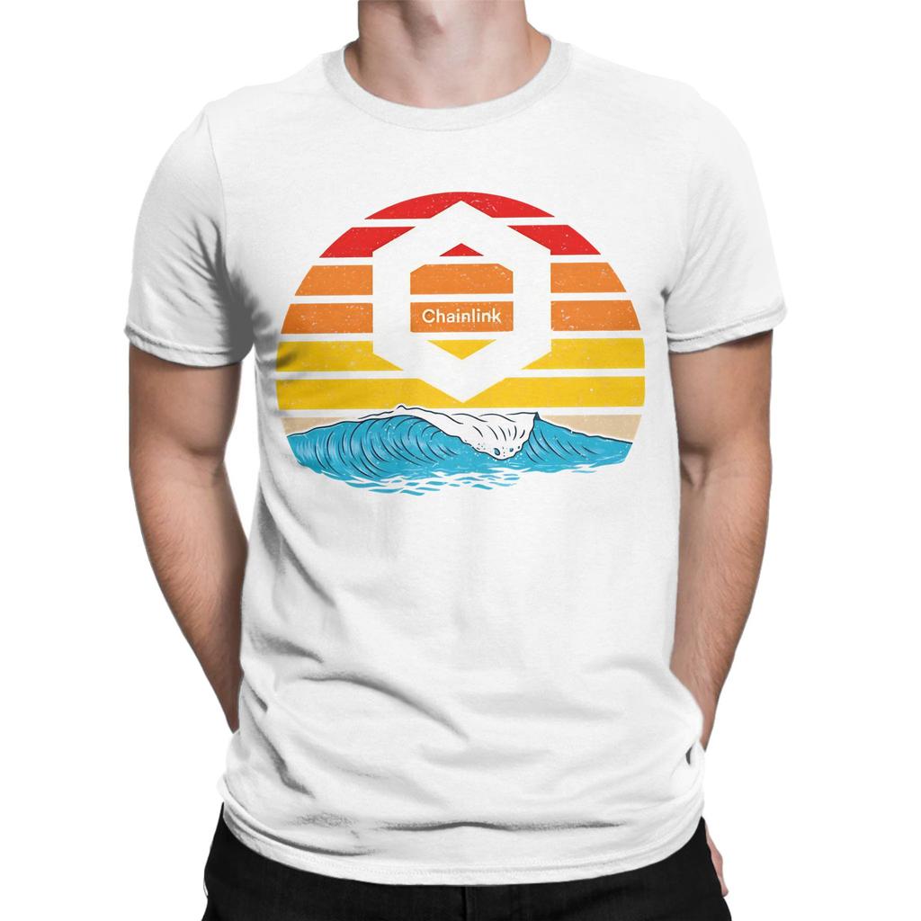 Chainlink Ride the Wave Sunset Design Novelty 100 Cotton TShirt Chainlink Tees Tops For Unisex