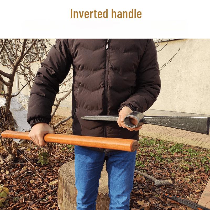 Large Manganese Steel Pickaxe and Hoe with Hardwood Handle