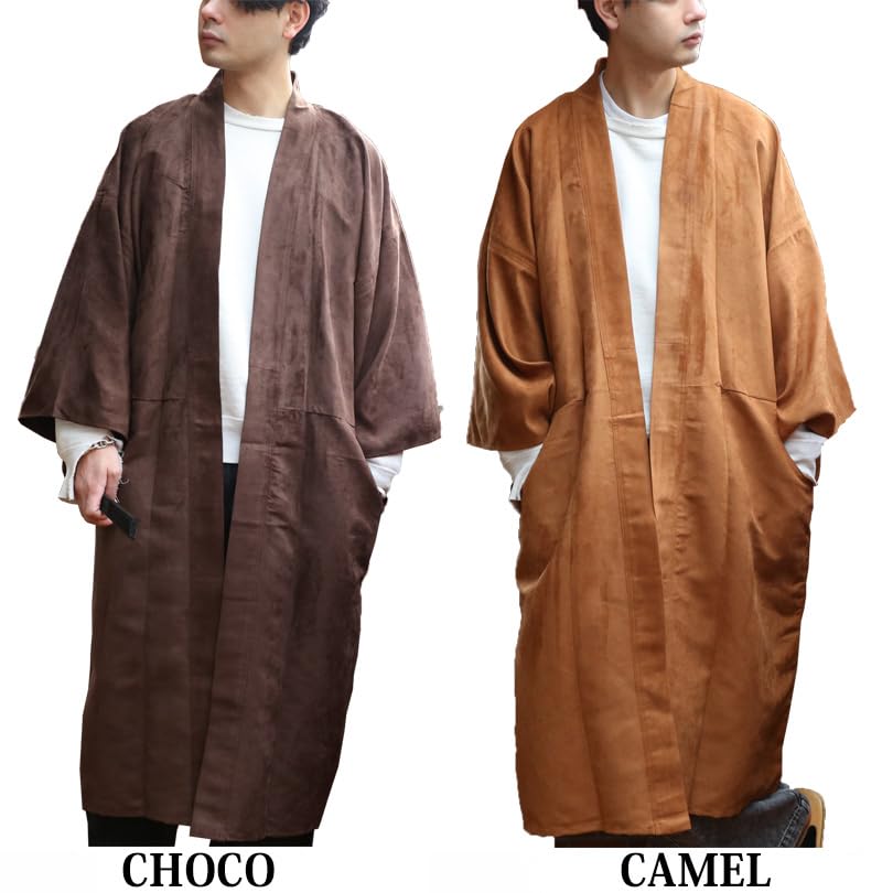 Suede Coat for American Camel L 8(eight) Men, Haori, Kimono, Streetwear, Casual,