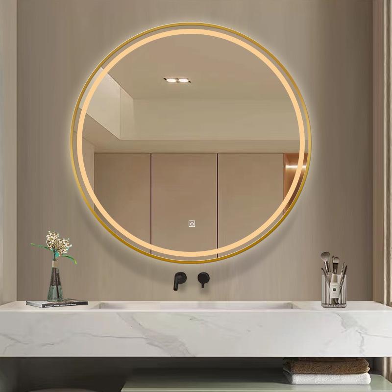 Round LED Bathroom Vanity Mirror with Frame, Anti-Fog, Wall-Mounted