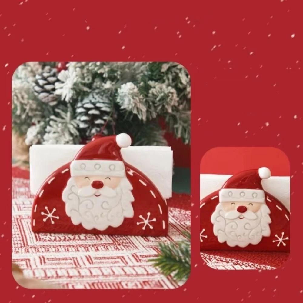 Creative Ceramic Napkin Holder Reusable Paper Stand Christmas Santa Tissue Box Christmas Dining