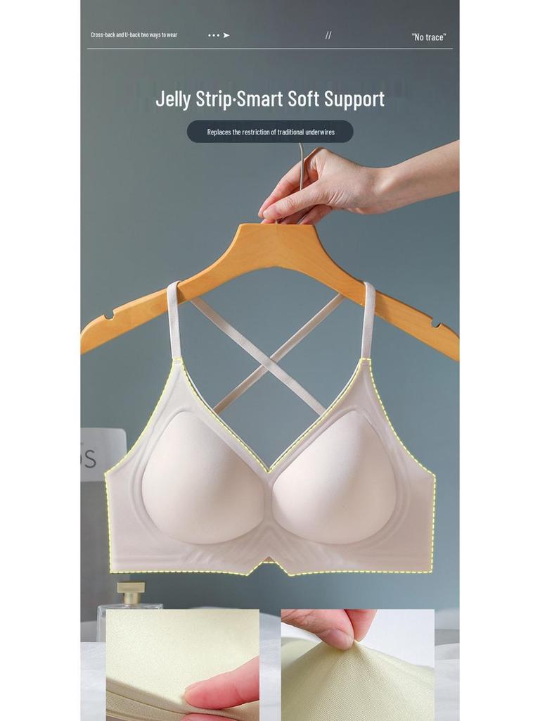 Thin Strap Crossover Backless Push-Up Bra for Small Busts - Seamless, Wirefree, Anti-Sagging, Thin Cup Bra for Women.