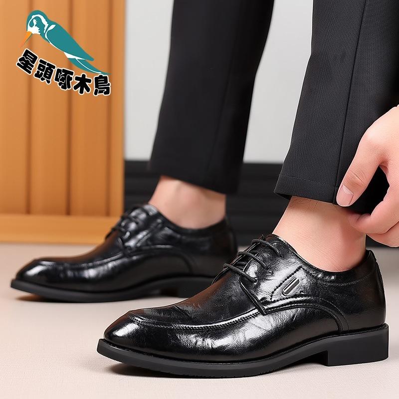 2025 Spring and Autumn New British Work Shoes Business Casual Dress Men's Lace-Up Leather Shoes