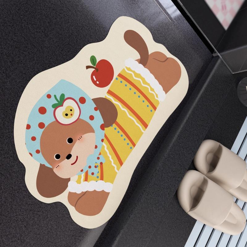 

Мультяшный коврик для ванной, диатомовая грязь, быстросохнущий, впитывающий воду, придверный коврик, бытовой туалетный нескользящий коврик для ног 40x60cm15.7x23.6in