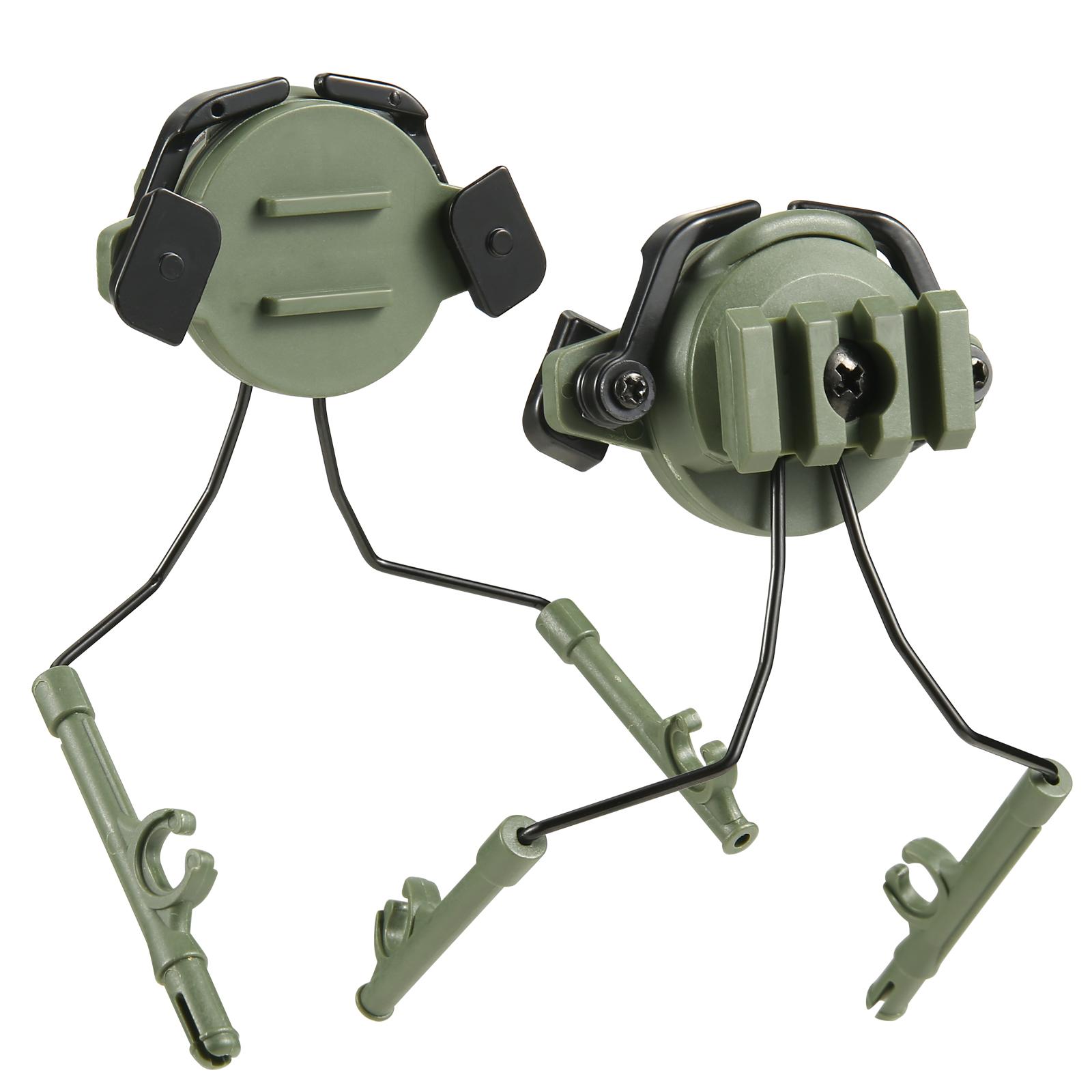 Headset Helmet Adapter Ox Horn Earmuff Bracket Headphone Mounted Stand for Helmet 19~21mm Guide Can Rotate Green
