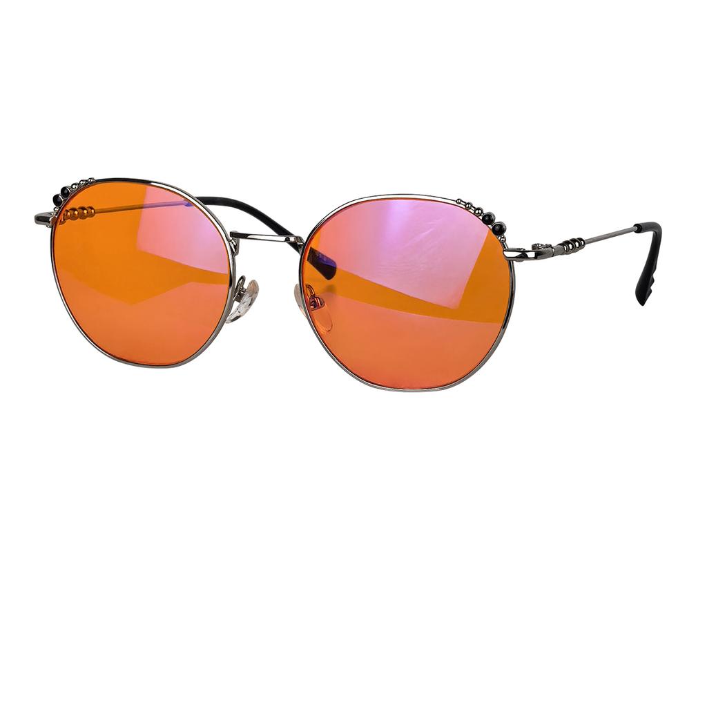 Better Sleep Glasses Red Lenses Long Time Working Orange Lensesround Frame Metal Eyeglasses Blue Light Color Lenses with Recipe