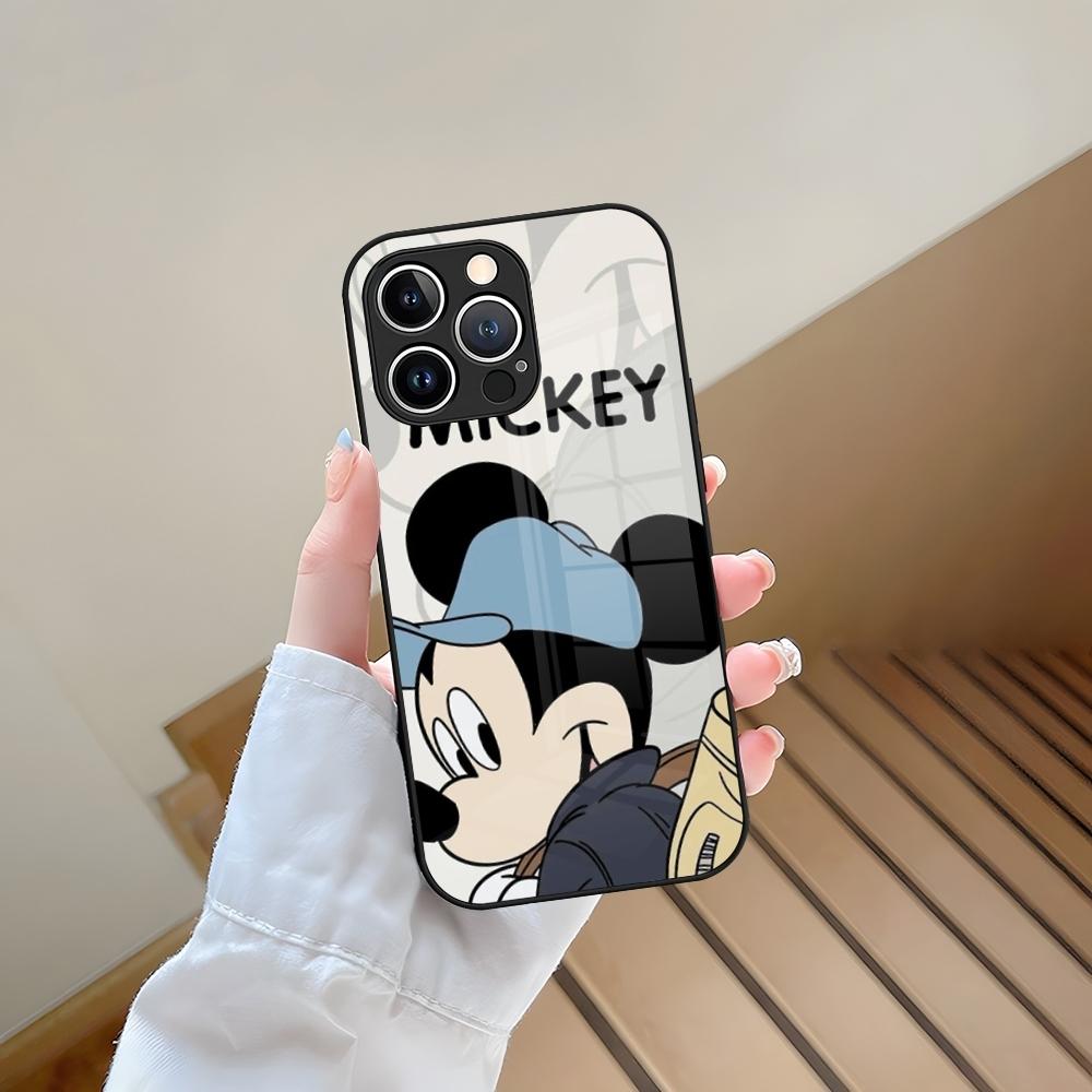 Mickey Mouse Phone Case Tempered Glass For iPhone 13 15 14 12 11 Pro Max Plus Mini X XR XS 8 7 6s SE2020 Coque