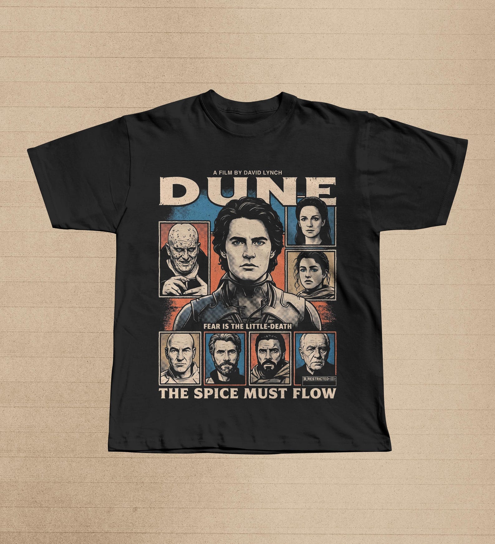 Dune Movie Graphic Tee | Paul Atreides Sci-Fi T-Shirt | The Spice Must Flow Arrakis Film Apparel S
