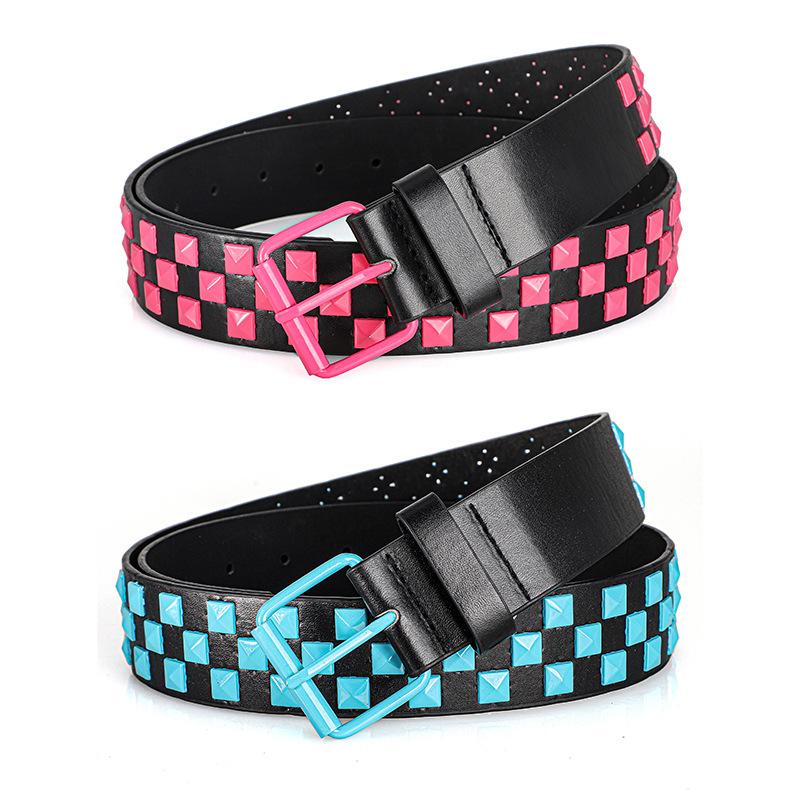1Pc Fashionable Unisex Rivet Belt Punk HipHop Rock Y2K Style Dopamine Color Handsome Street Casual Daily Wear Belt,For Men Women