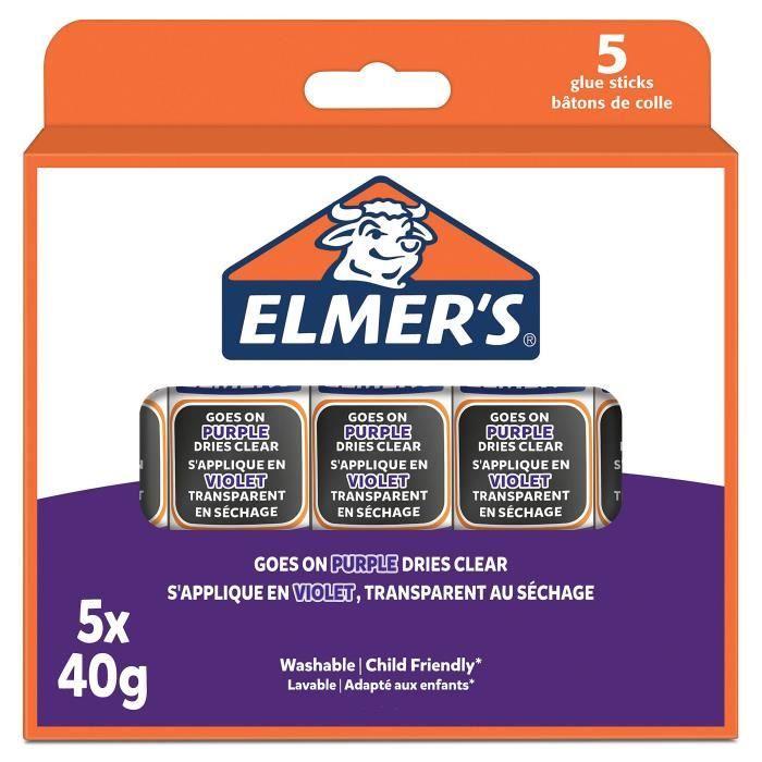 Bâton de colle - Elmer's - Violet - 40g x 5 - Lavable - Adapté aux enfants