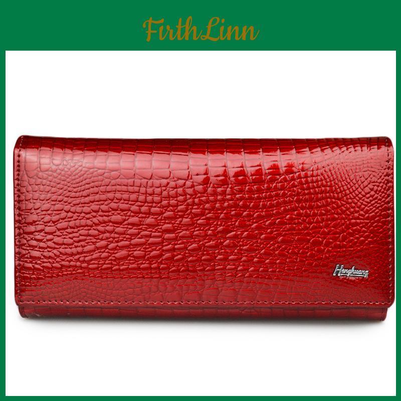 Leder Echtes Mit Damen Geldbörse Alligator Muster Große Kapazität Münzbeutel Und Lackleder Design