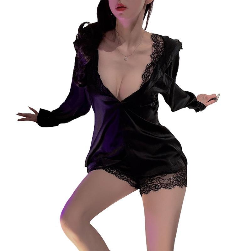 Sex Underwear Couple Sexy Lace Sex Summer Boyfriend Style Long Sleeve Shirt Clothing Set