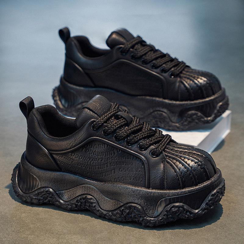 

Shoes spring high-end casual shell head board shoes sports thick sole heightening dad shoes 44 standard athletic fit чорний