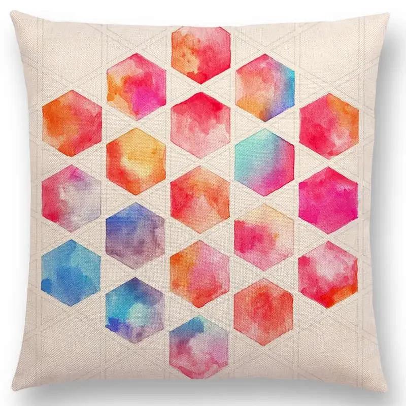New Abstract Iridescent Stripes Bubbles Pastel Rainbow Geometric Painting Watercolor Sofa Throw Pillow Case Car Cushion Cover