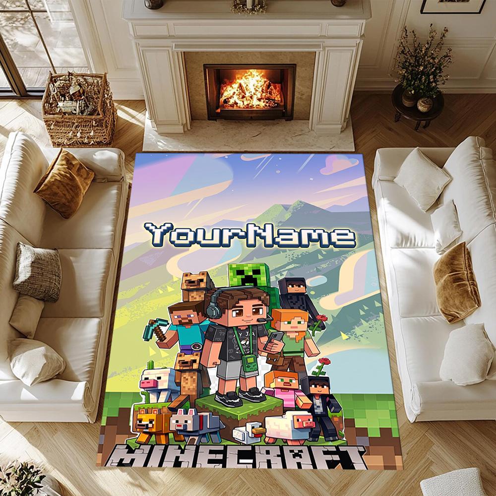 Minecraft 7 Customized Name Carpet Design for Balcony Hallway Bedrooms Dormitory Anti-slip Rug Office home decor Wedding Party Gift