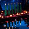 4/2pcs Christmas Tree LED Flameless Candles Light with 3D Flame Wick Green LED Candlesticks Operated for Christmas Home Decor