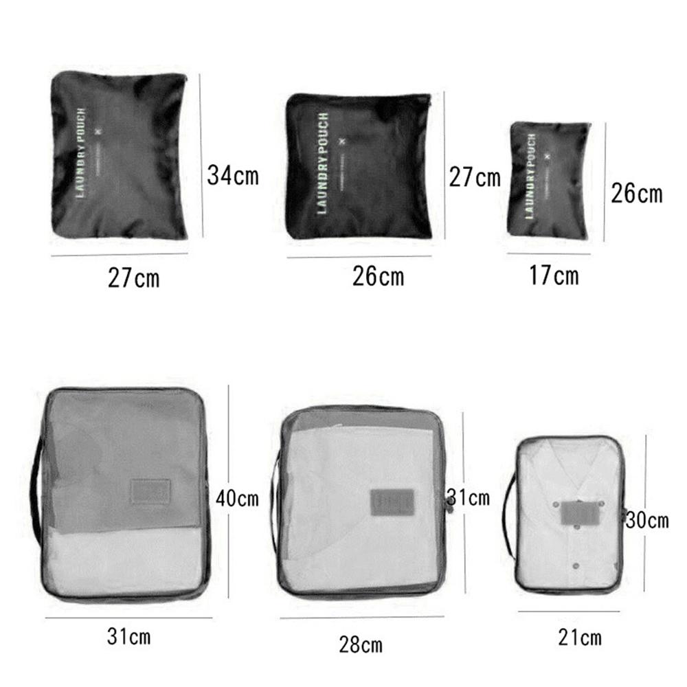 6pcs Packing Luggage Bags High quality Travel Travel Luggage Packing s Set with Toiletry Bag Grey