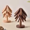 1 Set Christmas Tree Coaster with Base 3 Layers Tree Shape Wooden Trivet Anti-scald Heat Resistant Countertop Pot Pan Coffee Tea Cup Holder