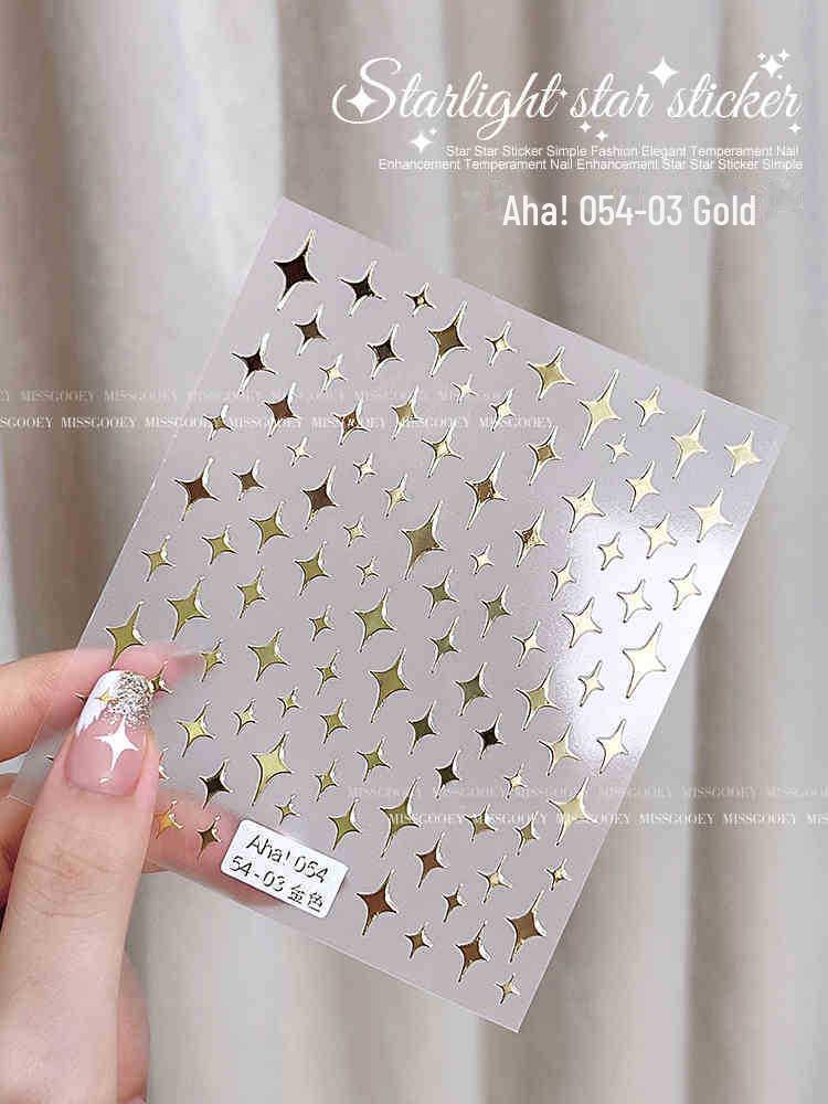 

3D золотые и серебряные наклейки для ногтей в виде звезд - интернет-тренд, маленькие самоклеящиеся украшения в виде звезд 054-3 золотой