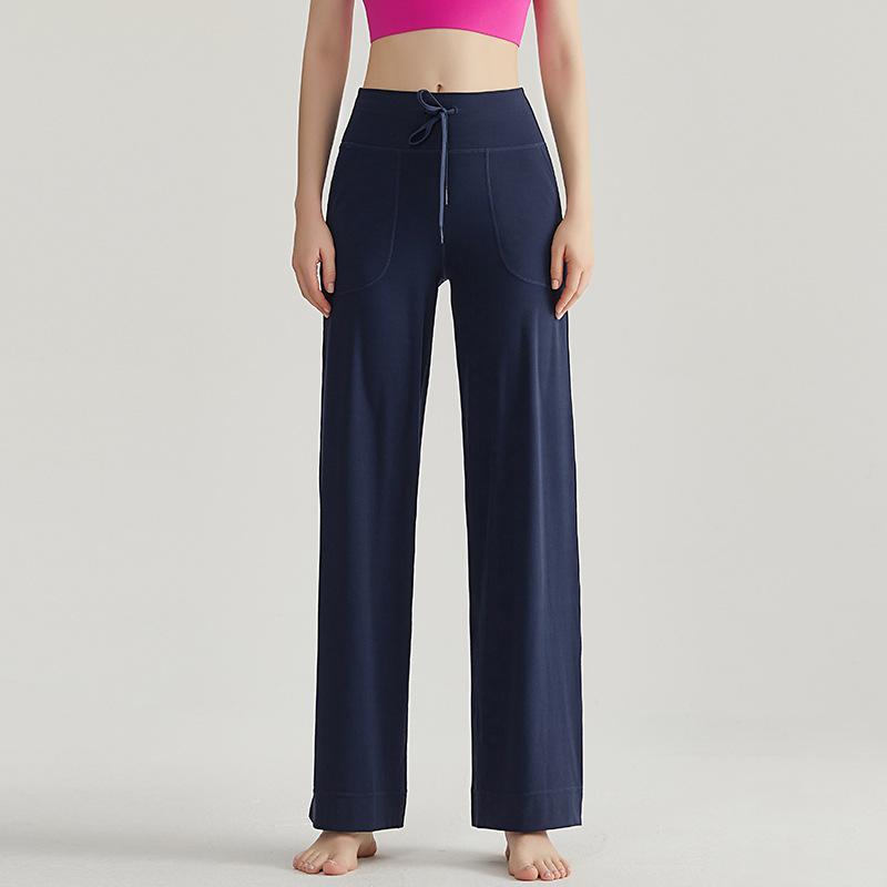 Weiman Fitness Sports Wide Leg Pants Women's High Waist Skinny Pendant Casual Side Pocket Loose Yoga Pants
