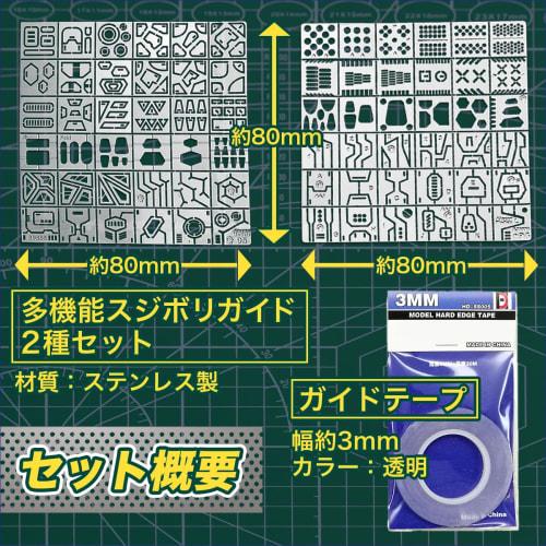SALUDABLE Creove Template, 2 Types, Guide Tape, 3mm, for Carving Creases, Plastic Model Tools
