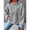 Damen einfarbiger Hoodie Langarm Rundhals Kapuzentop