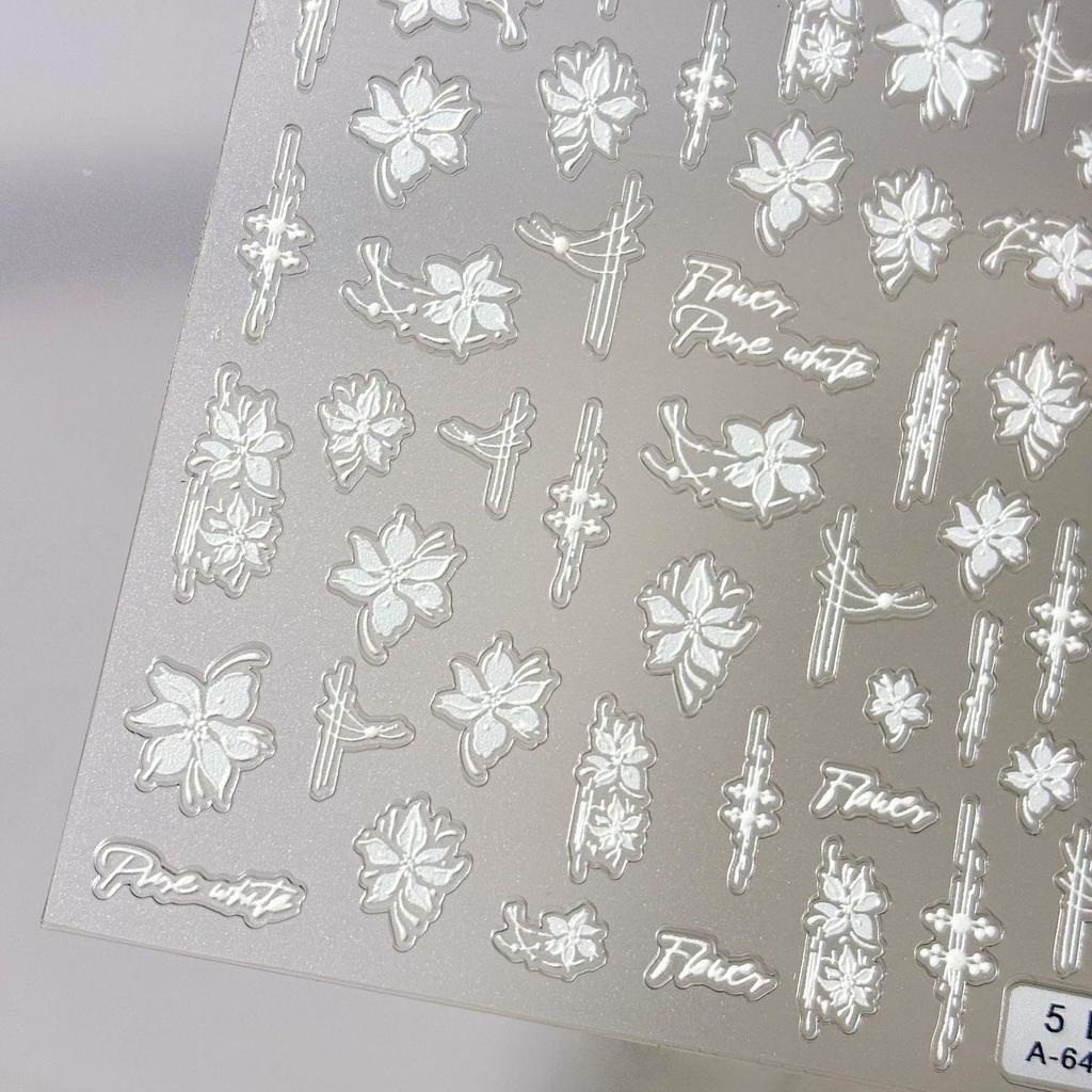 5D Japanese Floral Nail Art Stickers: 3D Embossed Butterfly & Semi-Transparent Hand-Painted Hollowed Designs.