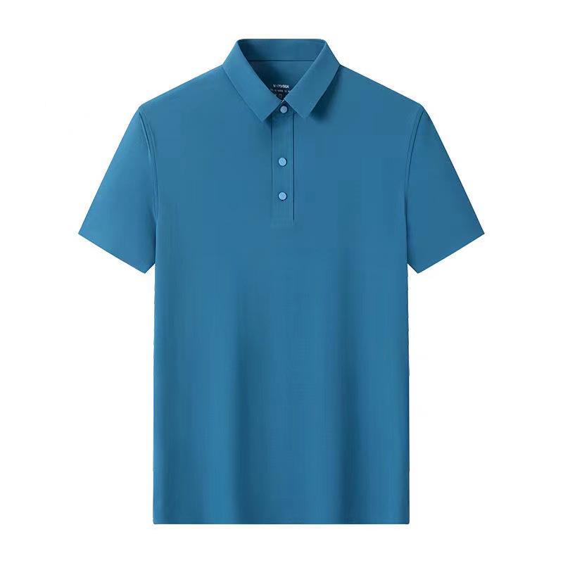 Men's Summer Seamless Ice Silk Stretch Polo - Non-Iron, Short-Sleeve, Business Casual
