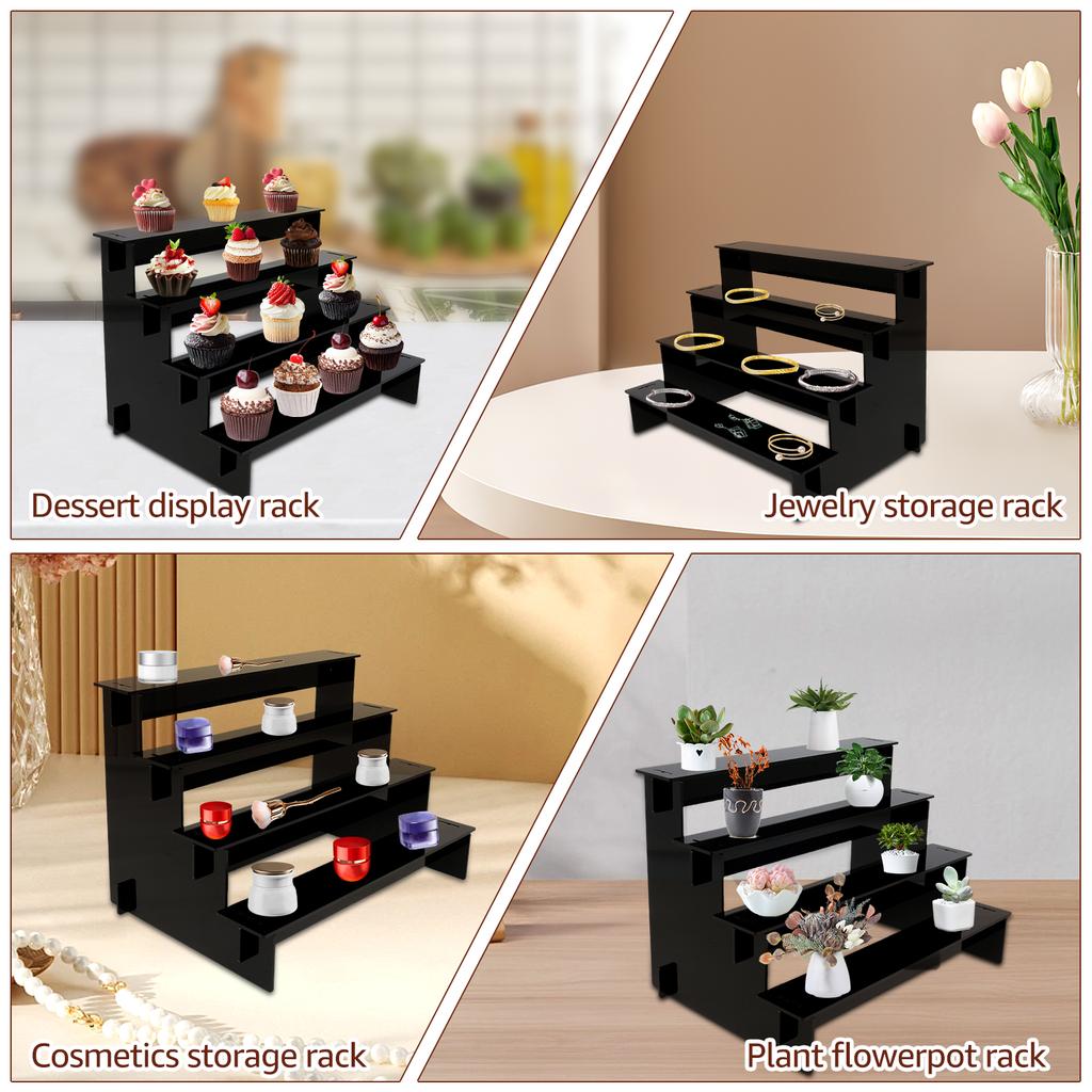 4 Tier Acrylic Display Stand Transparent Perfume Cupcake Jewelry Cosmetic Doll Clear Storage Shelf Blind Box Organizer