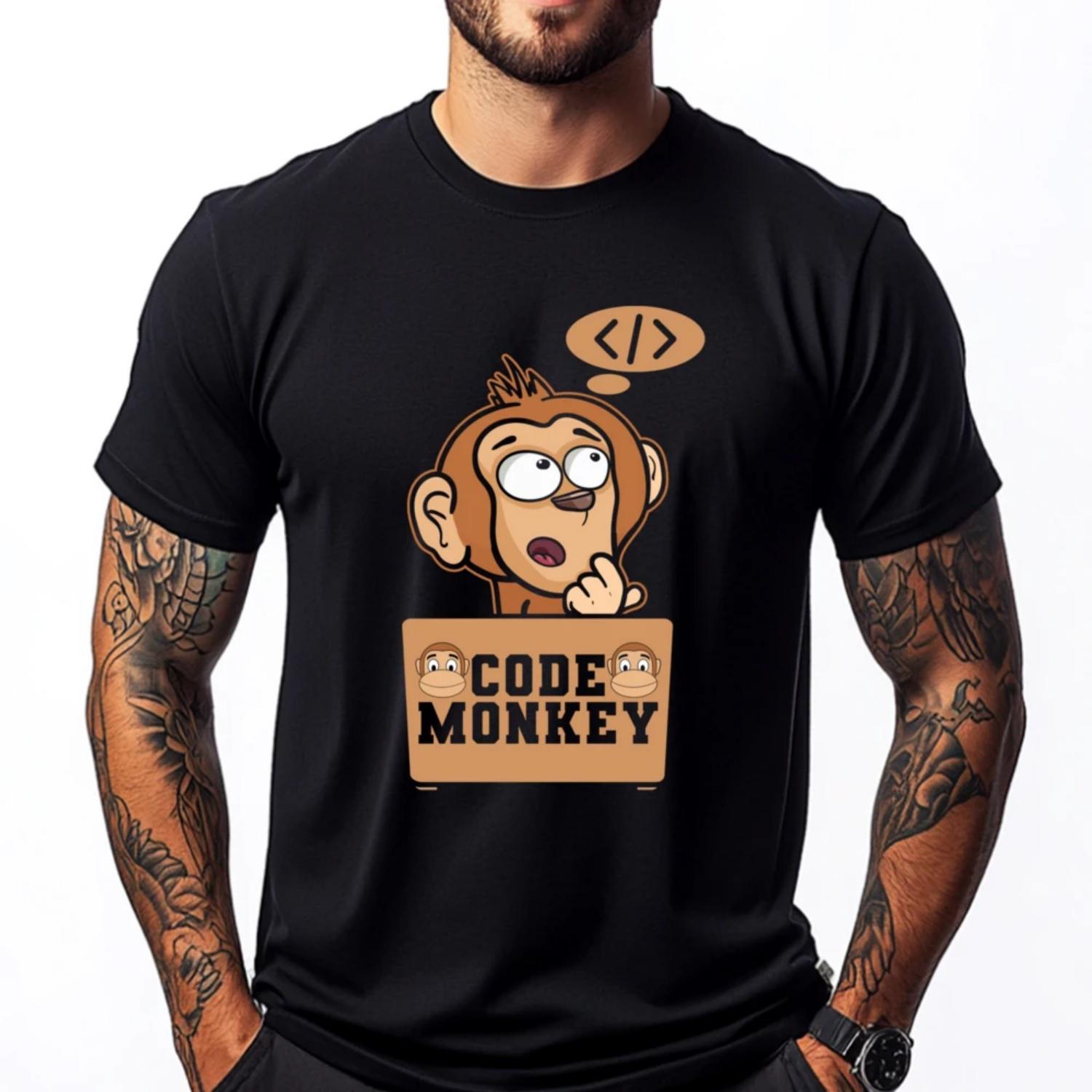

Programming Code Monkey Computer Programmer Black Shirt Graphic Tees Fashionable and Trendy Custom T Shirt S чёрный