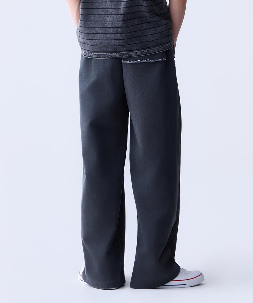 ADERNM Vintage Raw Edge Wide Pants Charcoal