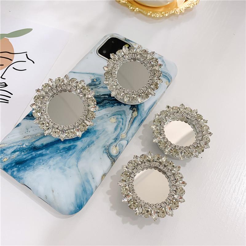 Super Fire Diamond-Set Mobile Phone Holder Universal Gem Crystal Support Retractable Mirror Lazy Paste Female