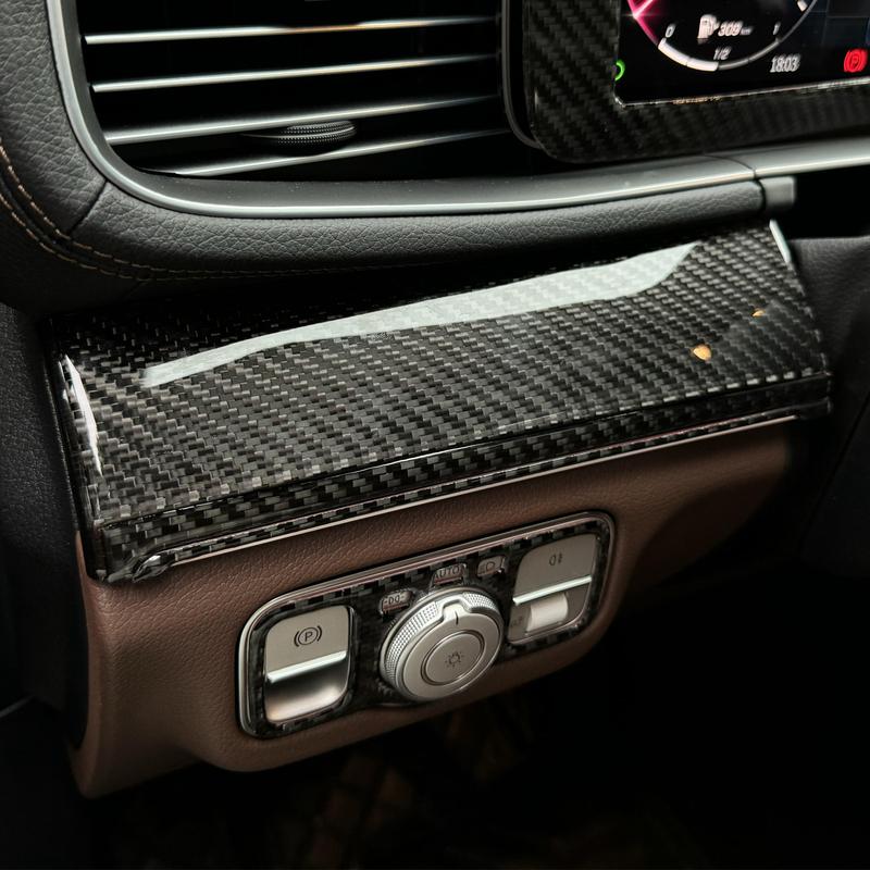 For Mercedes-Benz GLE W167 -2024 Real Carbon Fiber Sticker Driver Dashboard Panel Cover Car Accessories Interior Decorative