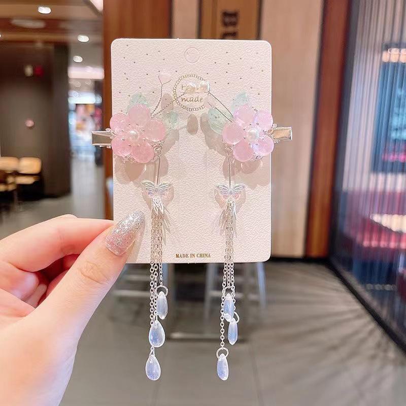 Ancient Style Children's Hanfu Hairpin with Tassel and Forehead Chain