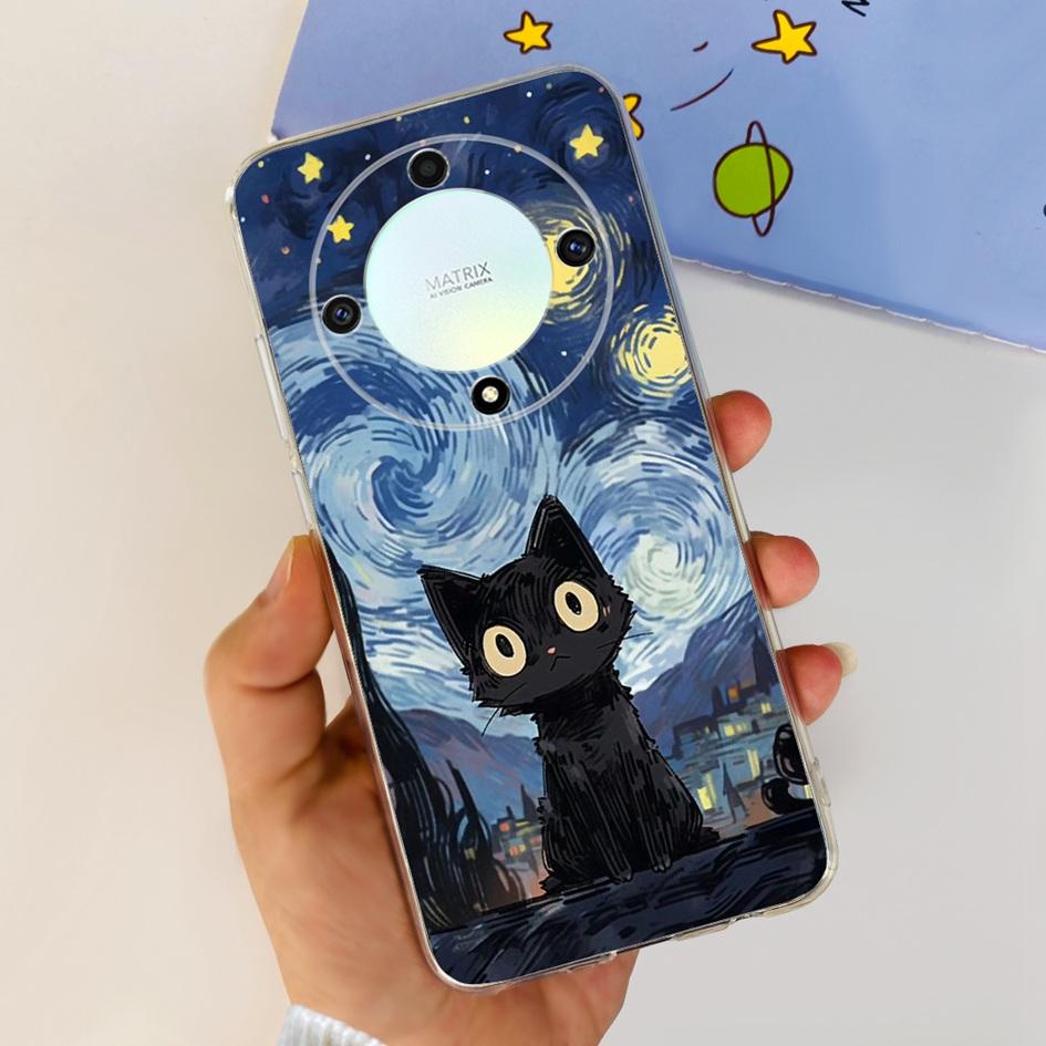 For Honor X9b 5G Case ALI-NX1 Popular Flower Soft Clear Silicon TPU Cover For Honor X9a RMO-NX1 HonorX9 ANY-NX1 Shockproof Funda