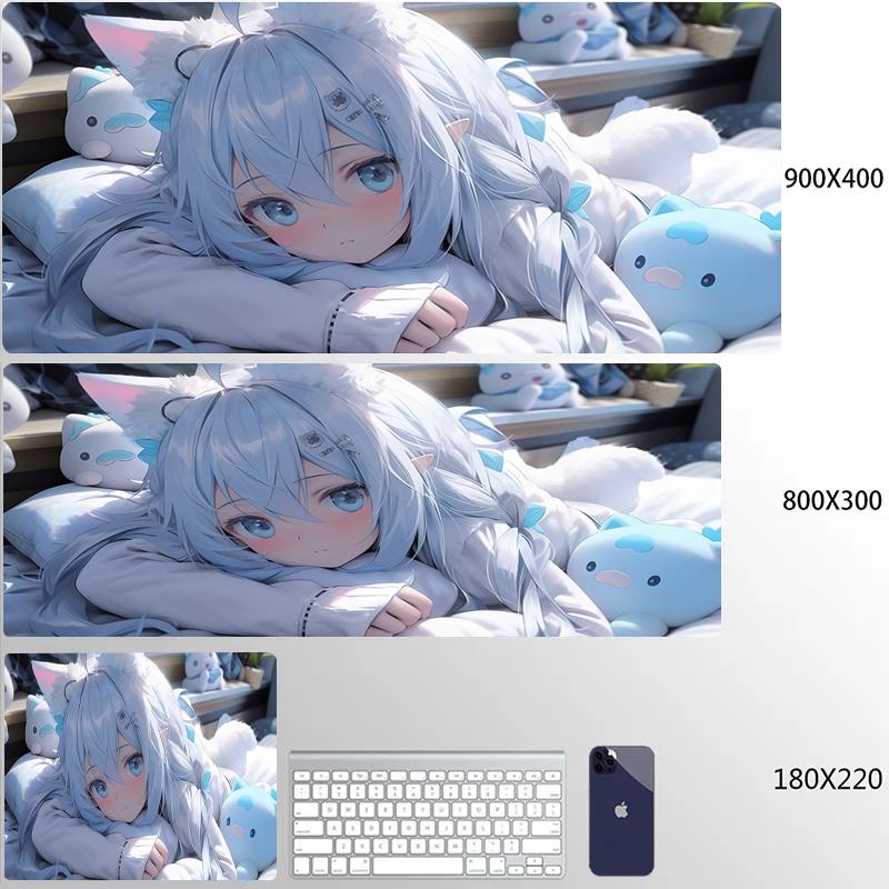 Large Gaming Mousepad Cute Anime Girls Locking Edge Keyboard Mouse Pad Gamer Non-Slip Computer Mouse Mat Kawaii Deskmat Carpet