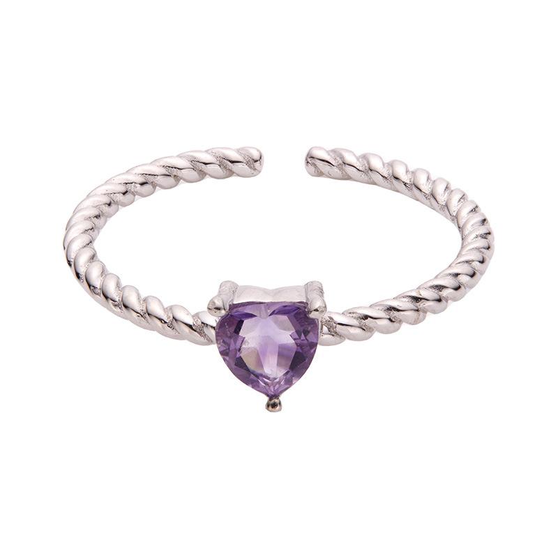 Non-Fading High-End S925 Sterling Silver 18K Gold Natural Amethyst Lucky Treasure Ring Women'S Simple Jewelry