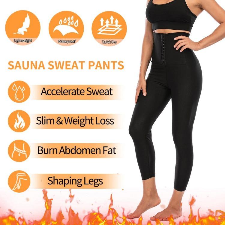 Damer Bantande Thermo Svettbyxor Magkontroll Träningsleggings Kroppsformare Träning Bastu Kompr Byxor
