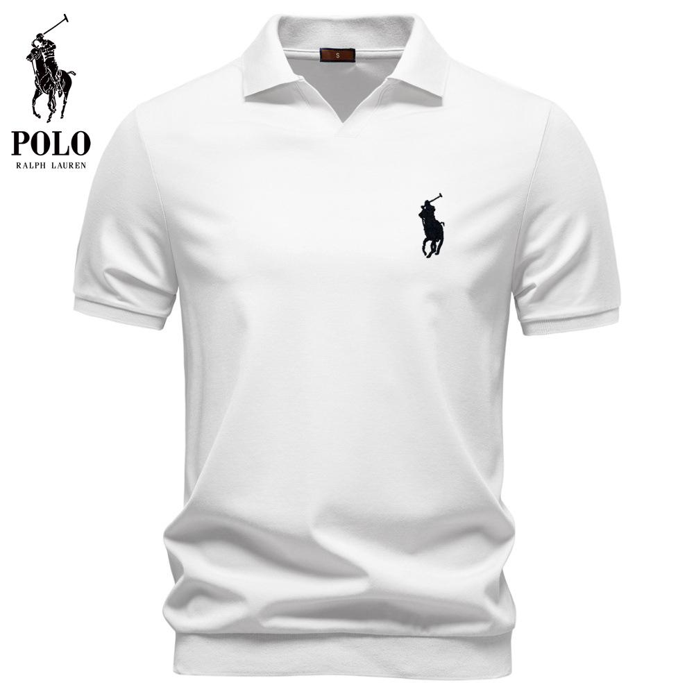 Ralph Lauren 2026 Lente/Zomer Nieuw Borduur Tencel POLO Shirt, Zijdezacht en Soepelvallend, Zakelijke Stijl, Meeuwenkraag, Heren POLO Shirt M