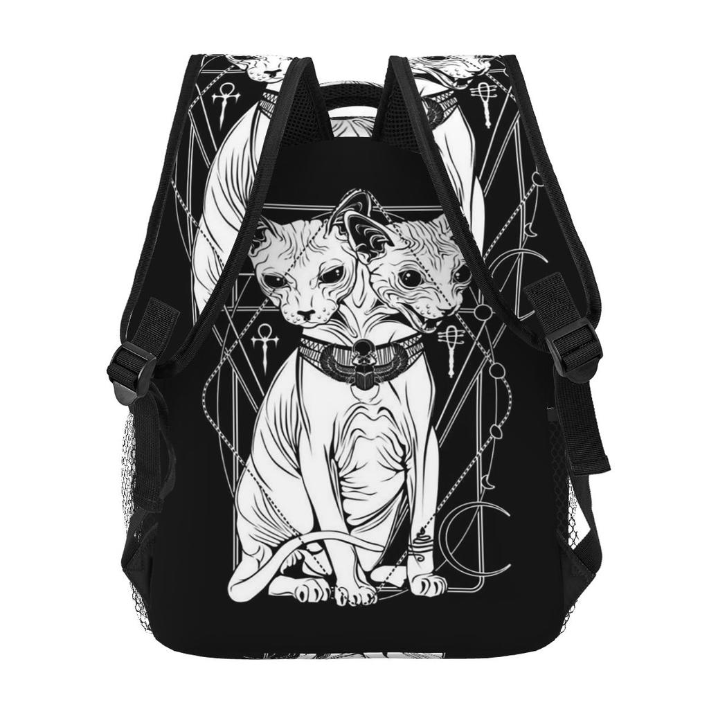 Death Metal Sphynx Cat Witchy Tops Fashion Gothic Student Backpack School Bag Travel Daypack for Boys Girls Bookbag Shoulder Bag