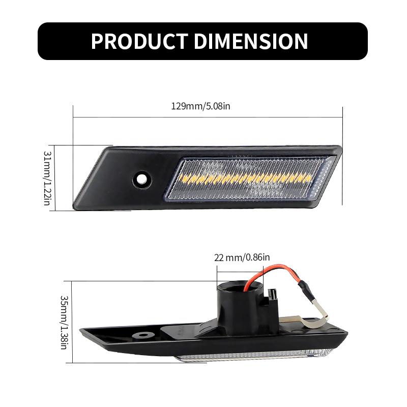 for BMW 3 Series E36 M3 318is/325is 92-96 5-Series E34 88-95 7-Series E32 86-94 Dynamic LED Side Marker Signal Lights Turn Lamp